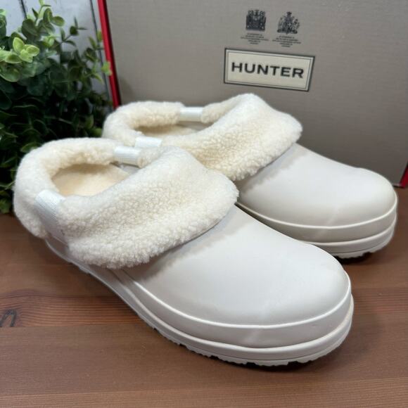 Hunter Women's Play Sherpa Insulated Clogs White Size 6 - Picture 2 of 9